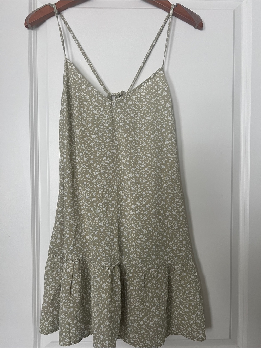 Abercrombie & Fitch Olive Green Floral Mini Slip Dress